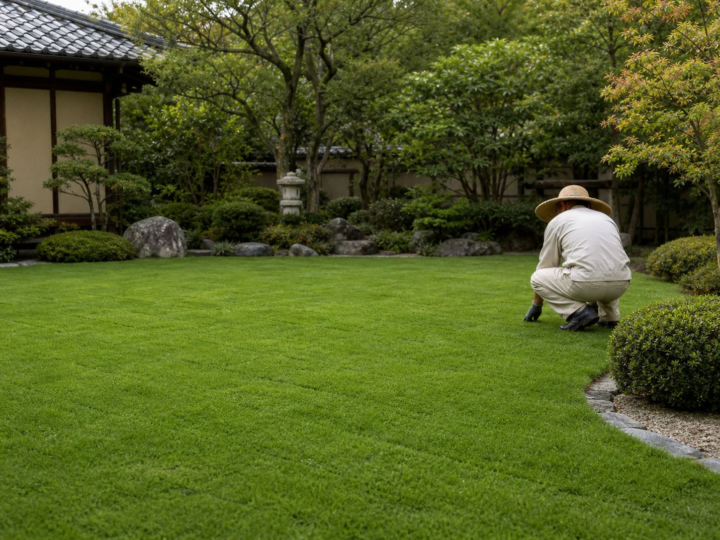春日市 S様邸 芝生張り替え・植栽